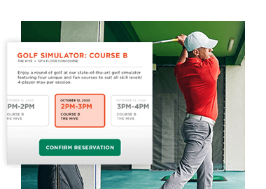 Golf simulator booking