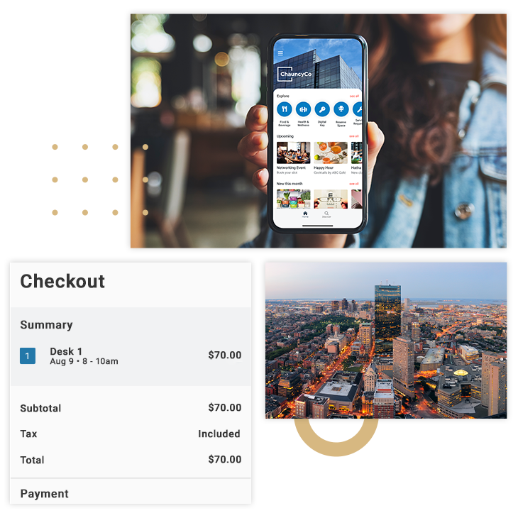 screenshot of checkout for booking a flex desk