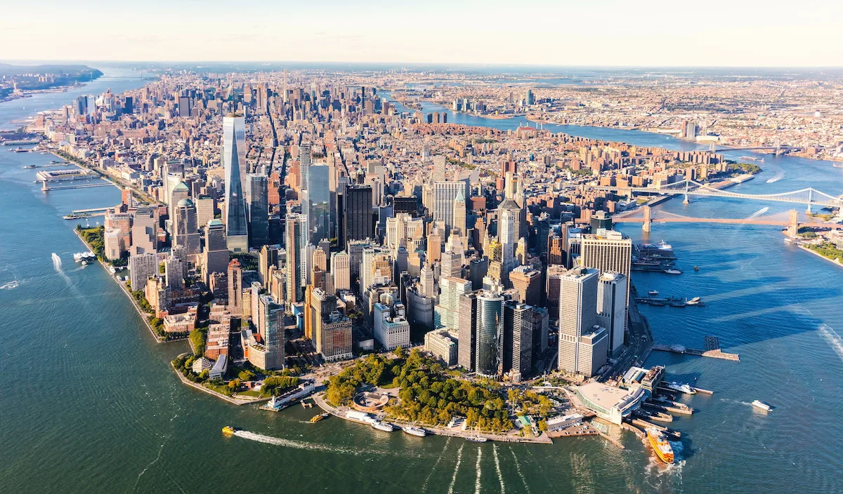 Aerial view of lower Manhattan New York City