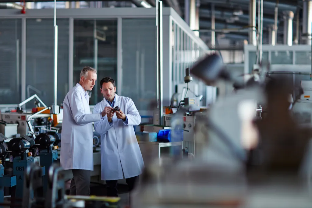 Scientists working in laboratory